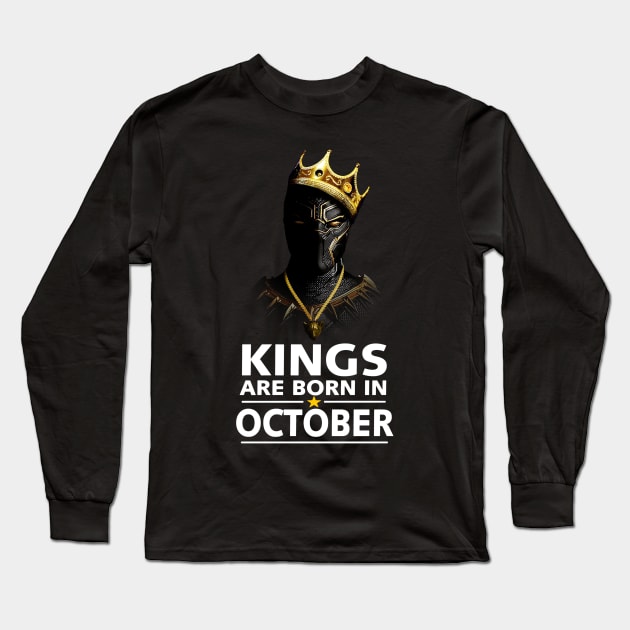 Kings Are Born In October Birthday Gift For Lover Panther Long Sleeve T-Shirt by darius2019